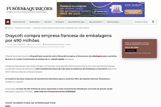 Draycott compra empresa francesa de embalagens por 490 milhes
